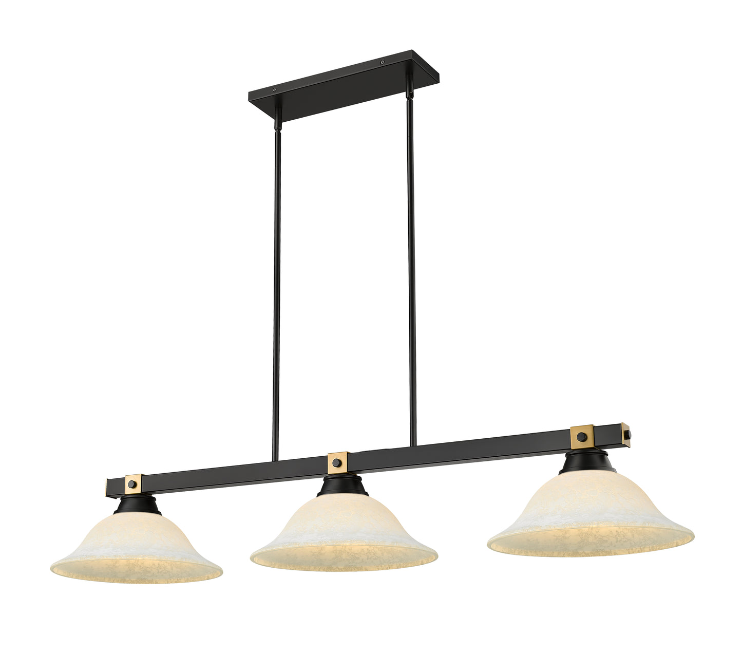 1955-3MB-RB-WM16 - Bronte 3 Light 55" Billiard - Matte Black / Rubbed Brass