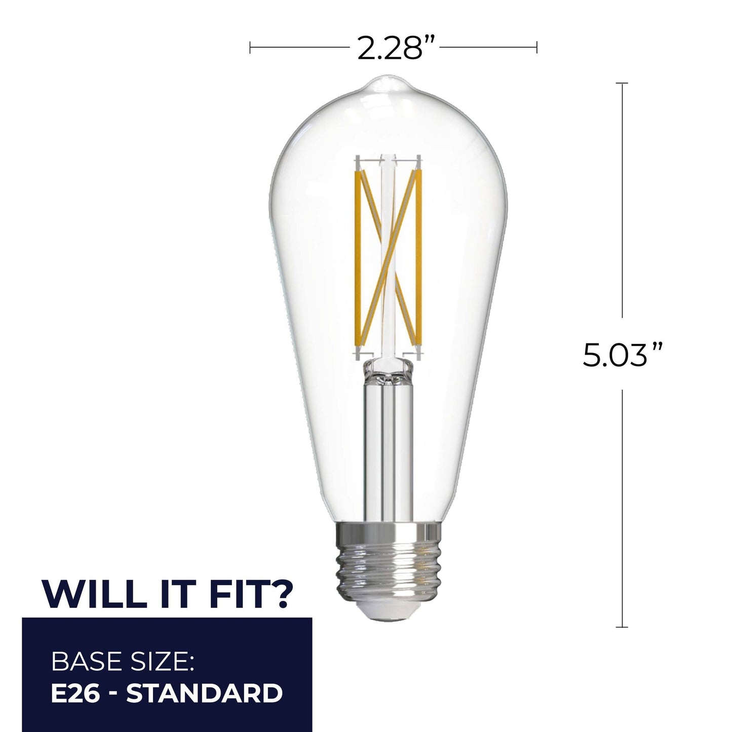 776244 - Filaments Dimmable Clear Glass ST18 LED Light Bulb - 7.6 Watt - 4000K - 4 Pack