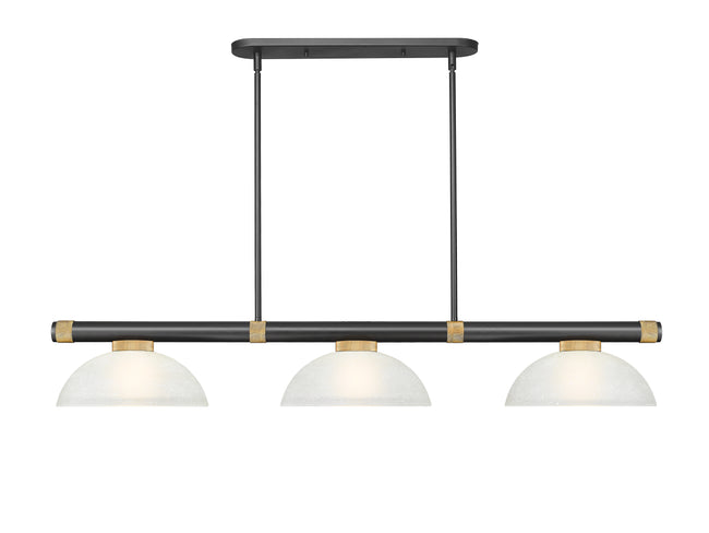 3050-3MB-RB-DWL14 - Vanguard 3 Light 58" Billiard - Matte Black / Rubbed Brass