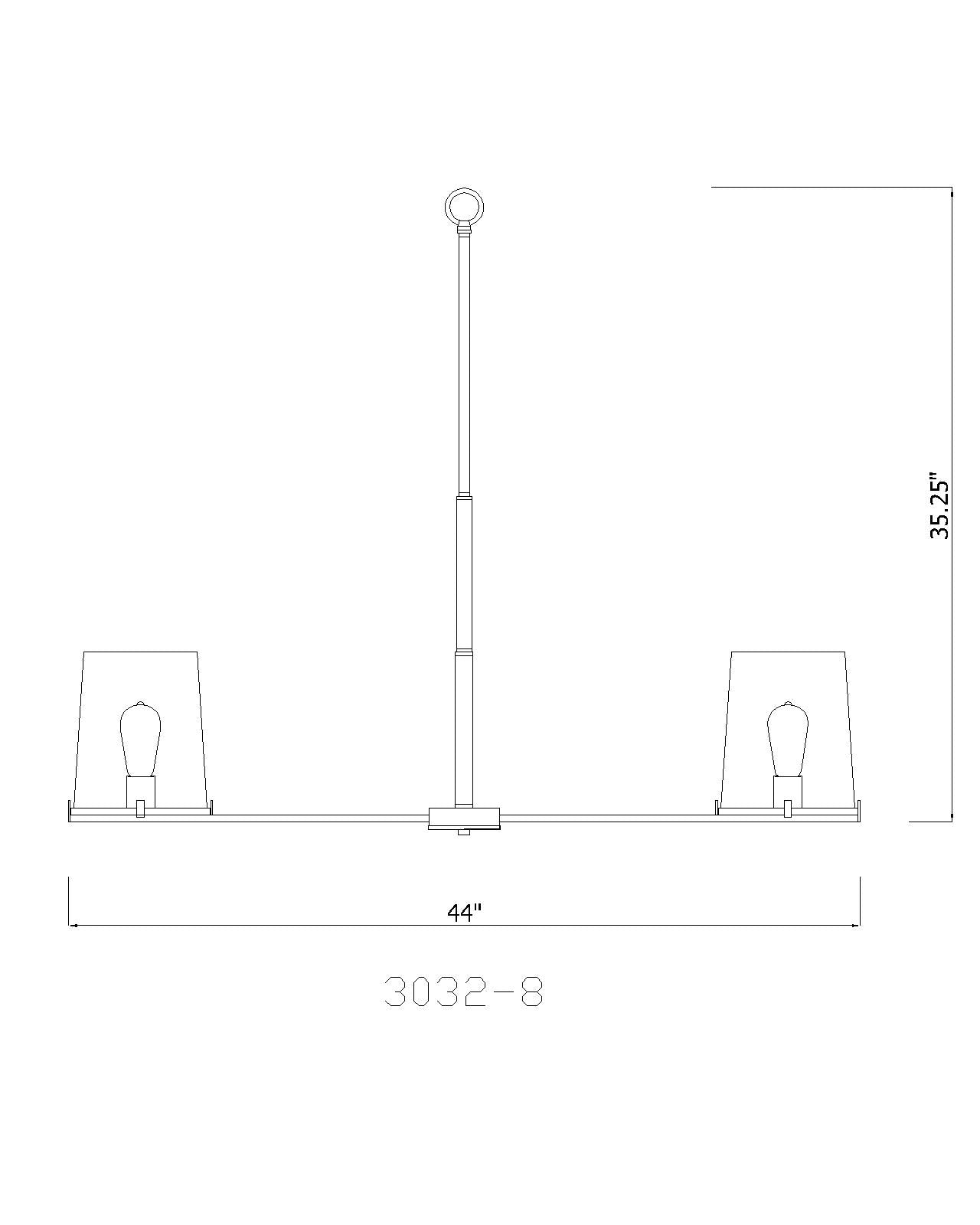 3032-8RB - Callista 8 Light 44" Chandelier - Rubbed Brass
