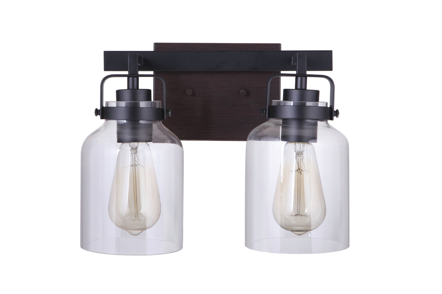 53602-FBDT - Foxwood 2 Light 12.88" Wide Vanity Light - Flat Black / Dark Teak