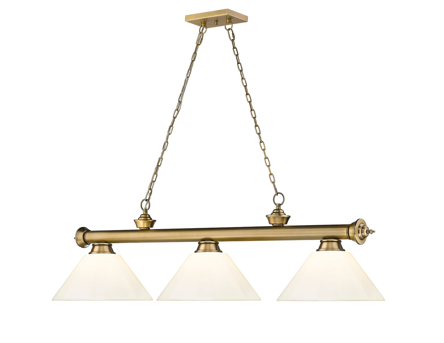 2306-3RB-PWH - Cordon 3 Light 57" Billiard - Rubbed Brass