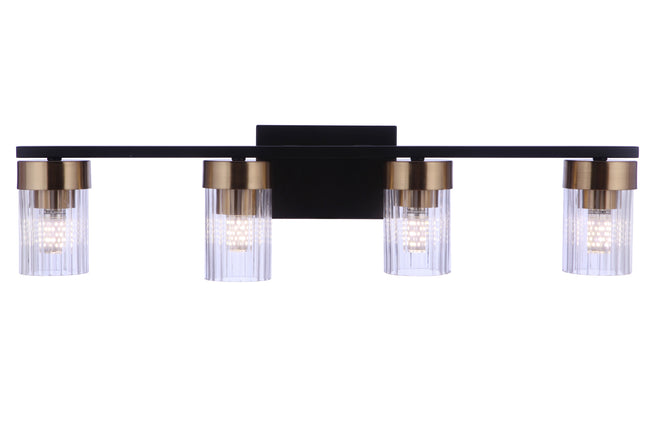 11827FBSB4 - Bond Street 4 Light 27" Wide Vanity Light - Flat Black / Satin Brass