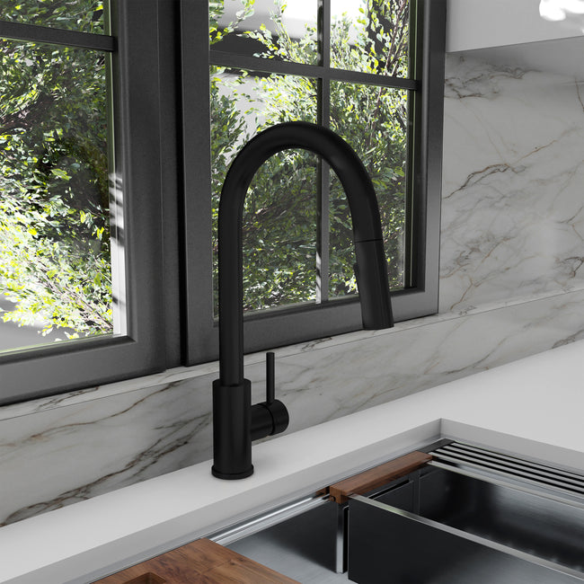 RBCN1-KF-MB - Rubicon Pull Down Single Handle Kitchen Faucet in Matte Black