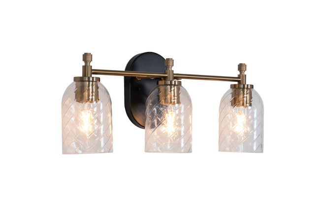 60303-FBSB-C - Council 3 Light 20" Wide Vanity Light - Flat Black / Satin Brass