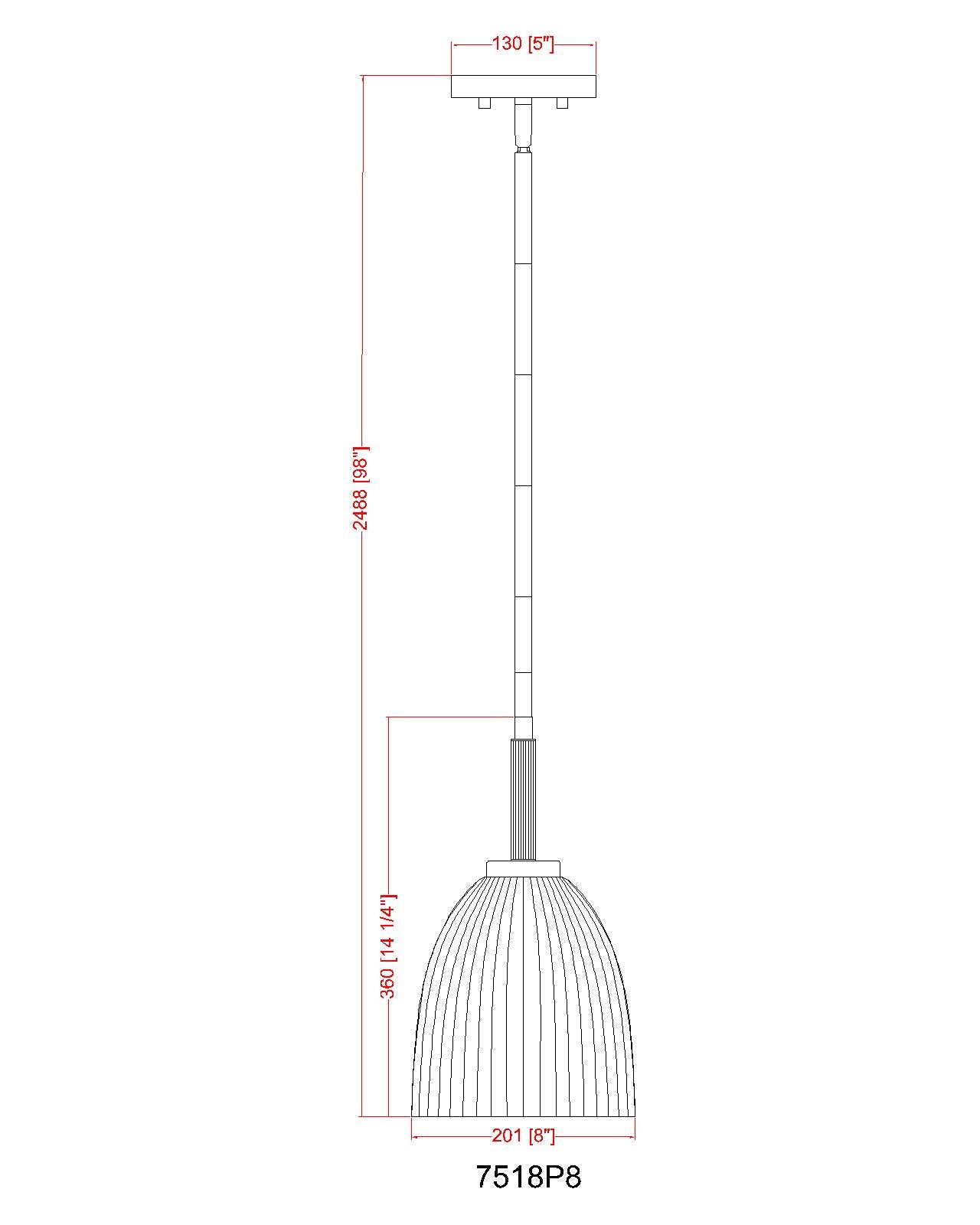 7518P8-MB - Naya 1 Light 8" Pendant - Matte Black
