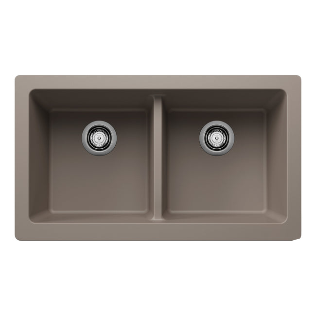 526553 - 33" Vintera Double Bowl Apron-Front Farmhouse Sink - Truffle