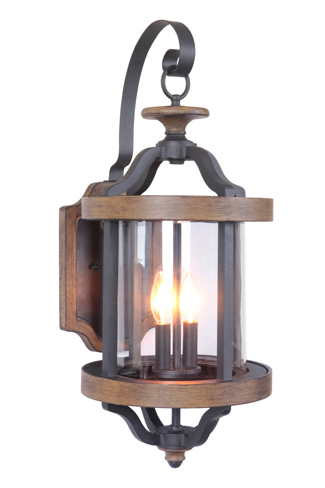 Z7924-TBWB - Ashwood 2 Light 26" High Outdoor Wall Lantern - Textured Black / Whiskey Barrel