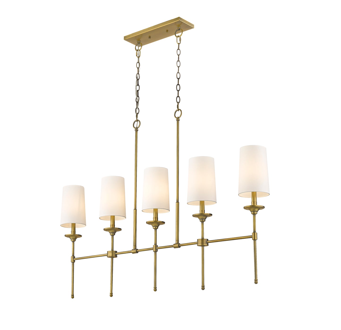 3033-5L-RB - Emily 5 Light Linear 51" Chandelier - Rubbed Brass
