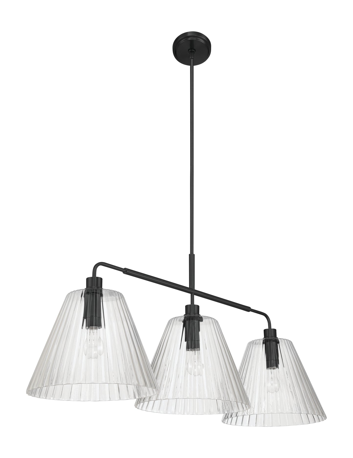61173-FB - Pleated 3 Light 14" Wide Island Light - Flat Black