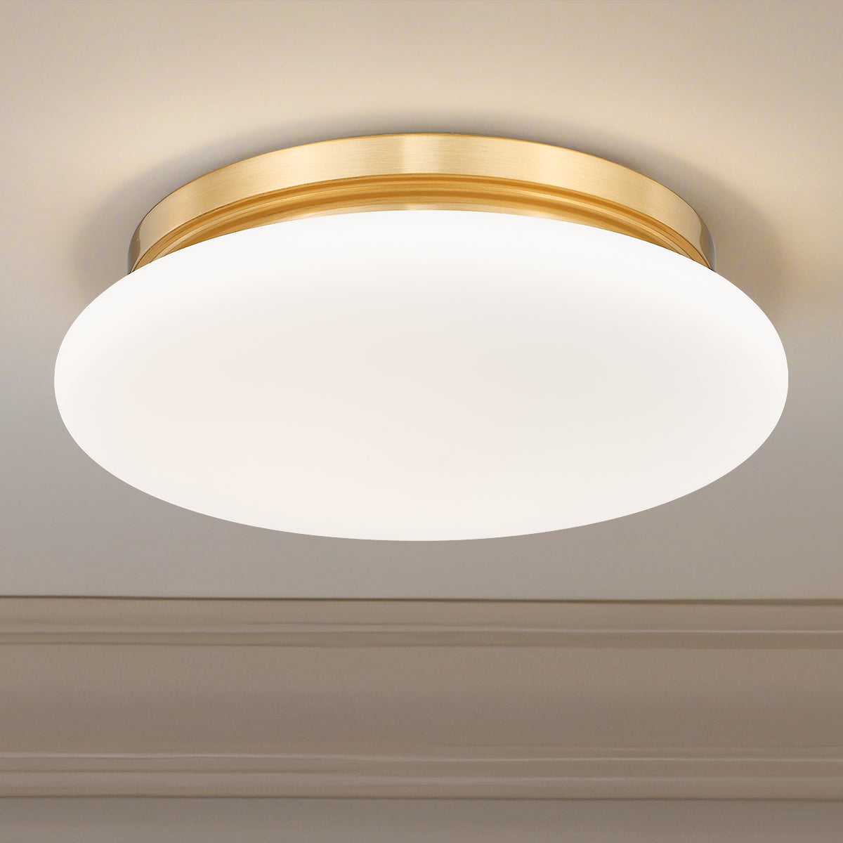 1025F12-MGLD-LED - Soleil 1 Light Flush 12" Mount - Modern Gold