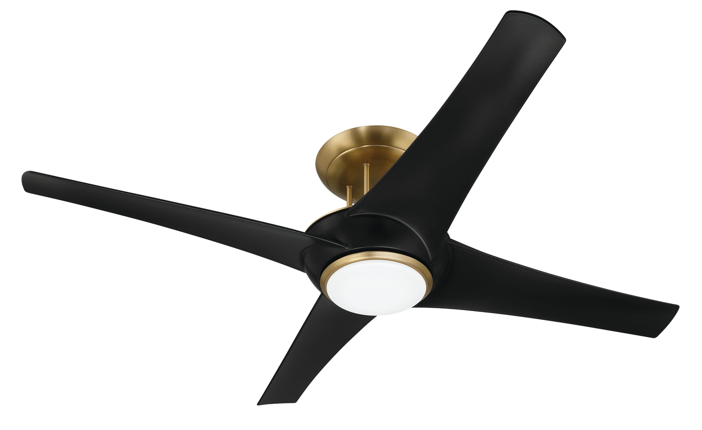 CAM54FBSB4 - Cam 54" 4 Blade Ceiling Fan with Light Kit - Flat Black / Satin Brass