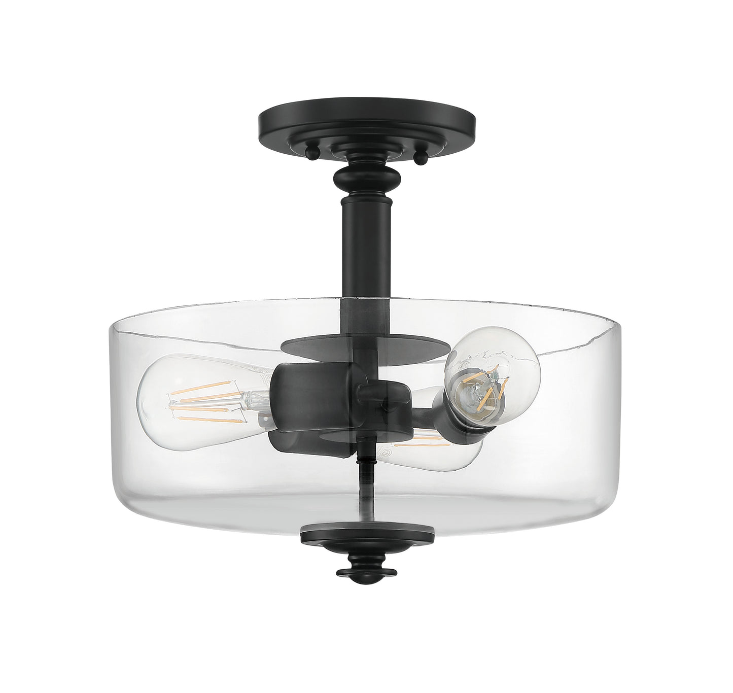 49853-FB-C - Dardyn 3 Light 15" High Semi Flush Mount - Flat Black
