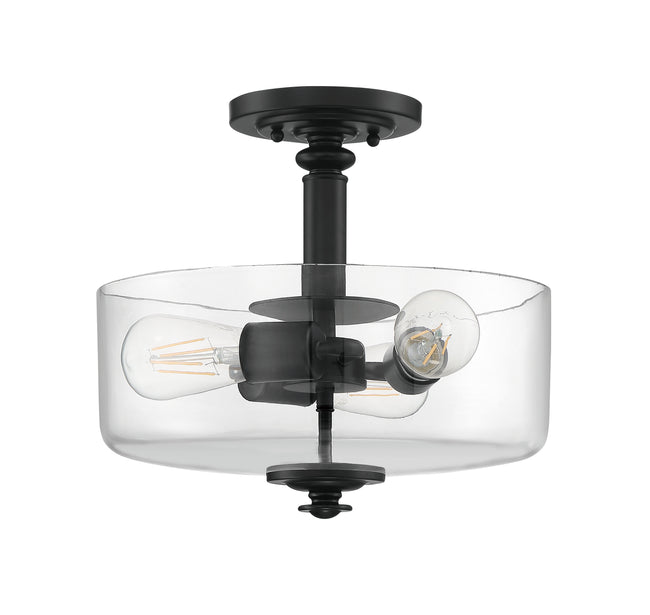 49853-FB-C - Dardyn 3 Light 15" High Semi Flush Mount - Flat Black