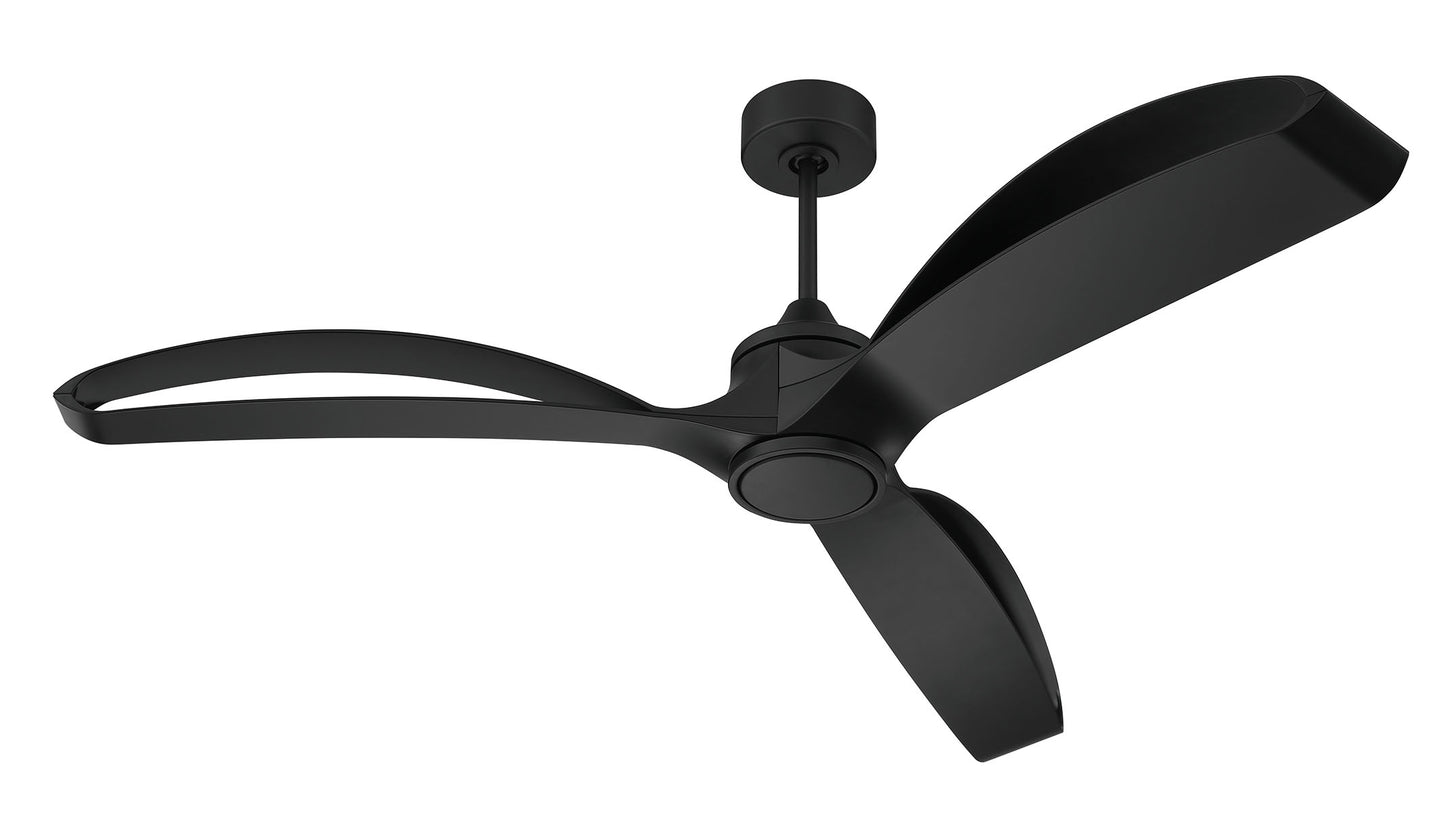 BDX60FB3-NWF - Bandeaux 60" 3 Blade Indoor Outdoor Ceiling Fan with Light Kit - Flat Black