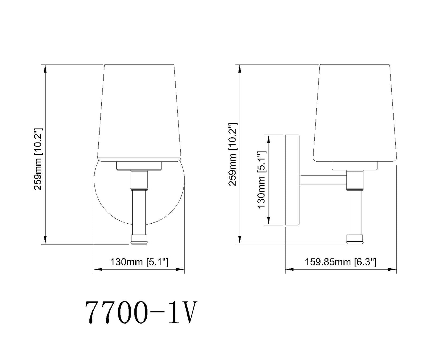 7700-1V-MGLD - Henri 1 Light 5" Vanity - Modern Gold