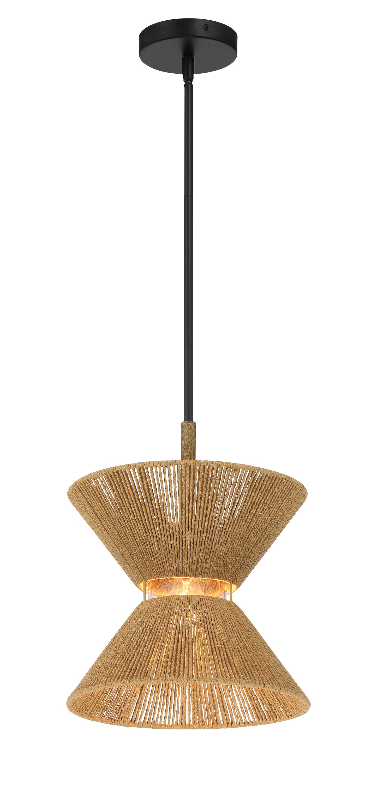 58591-FBWAL - Serena 1 Light 12.13" Wide Pendant - Flat Black / Walnut