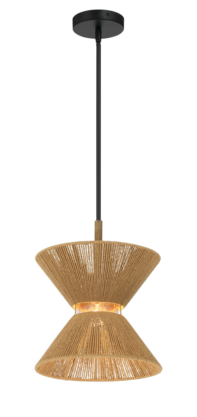 58591-FBWAL - Serena 1 Light 12.13" Wide Pendant - Flat Black / Walnut