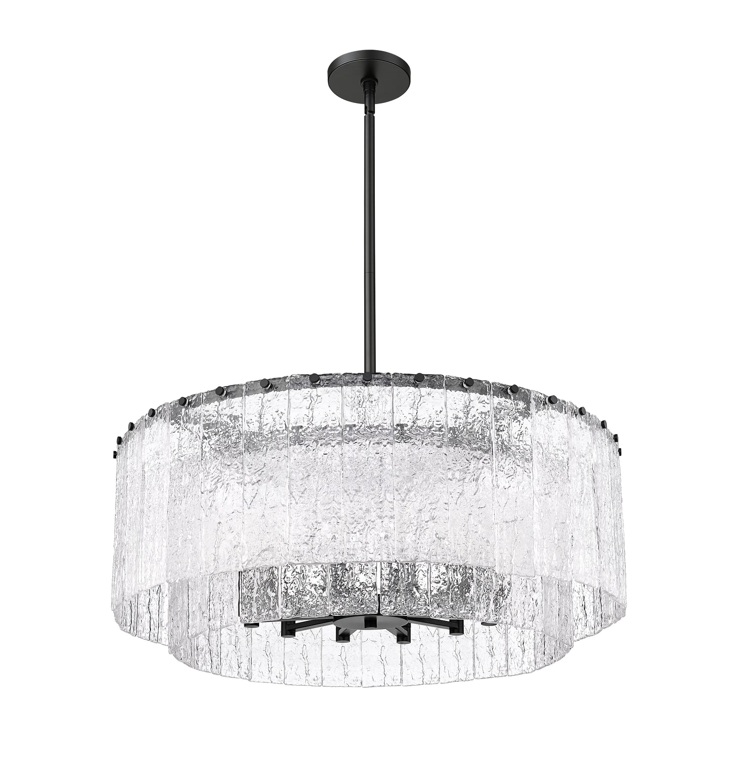 1943P32-2-MB - Glacier 12 Light 33" Pendant - Matte Black