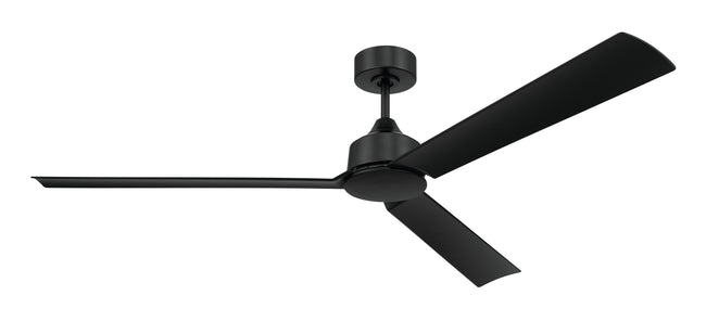 CHM62FB3 - Charming 62" 3-Blade Indoor/Outdoor Damp Rated Ceiling Fan 62" 3 Blade Indoor Outdoor Ceiling Fan with Light Kit - Flat Black