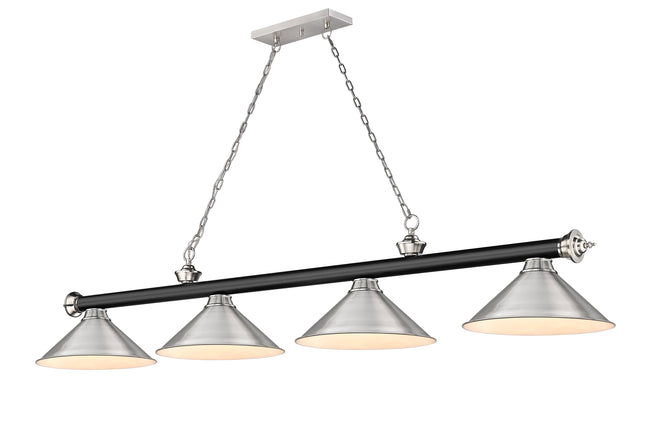 2306-4MB-BN-BN15 - Cordon 4 Light 81" Billiard - Matte Black / Brushed Nickel