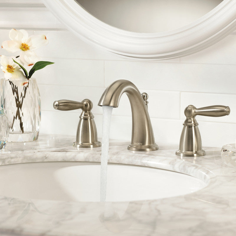 T6620BN - Brantford Two-Handle High Arc Bathroom Faucet with Valve - Brushed Nickel