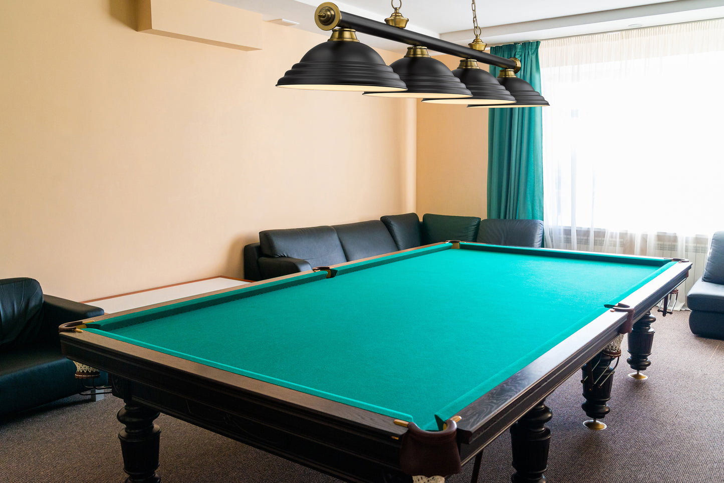 2306-4MB-RB-SMB - Cordon 4 Light 82" Billiard - Matte Black / Rubbed Brass