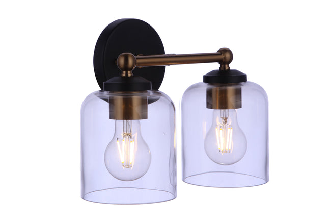 18712FBSB2 - Coppa 2 Light 11.5" Wide Vanity Light - Flat Black / Satin Brass