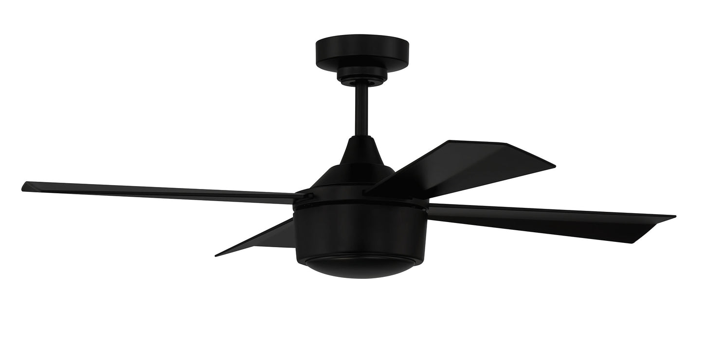 THO42FB4 - Theo Indoor/Outdoor 42" 4 Blade Indoor Outdoor Ceiling Fan with Light Kit - Flat Black
