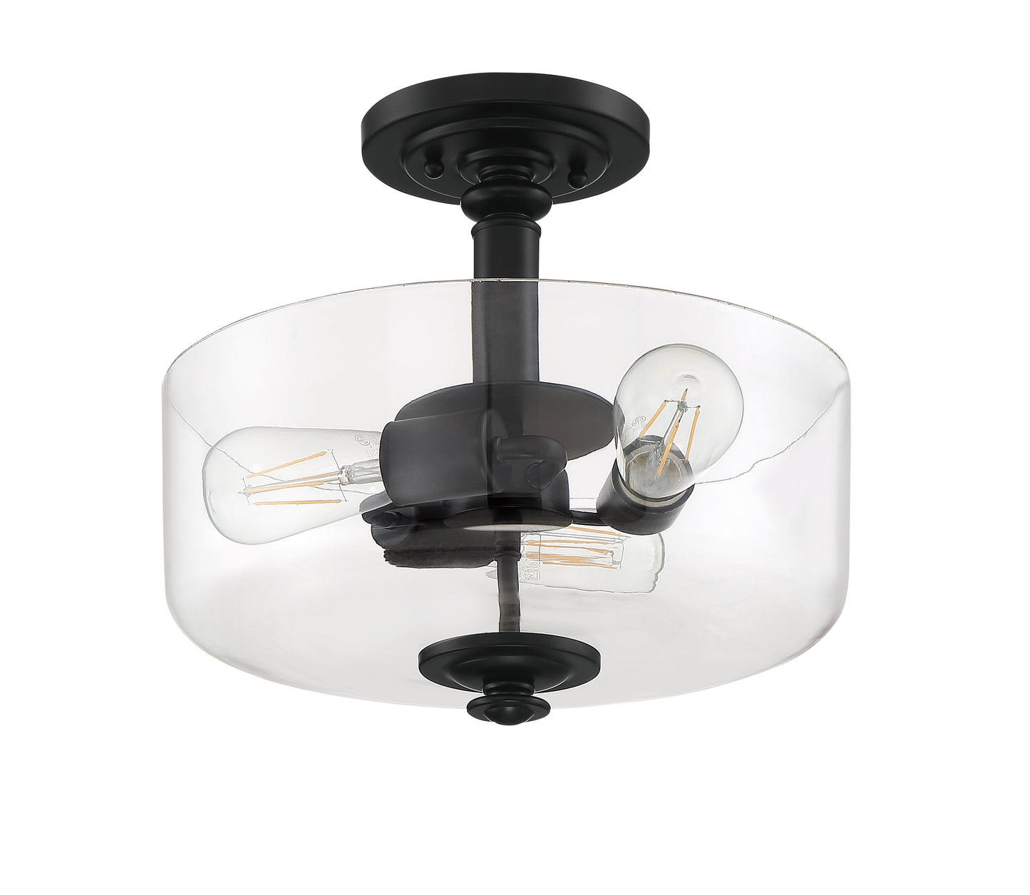 49853-FB-C - Dardyn 3 Light 15" High Semi Flush Mount - Flat Black