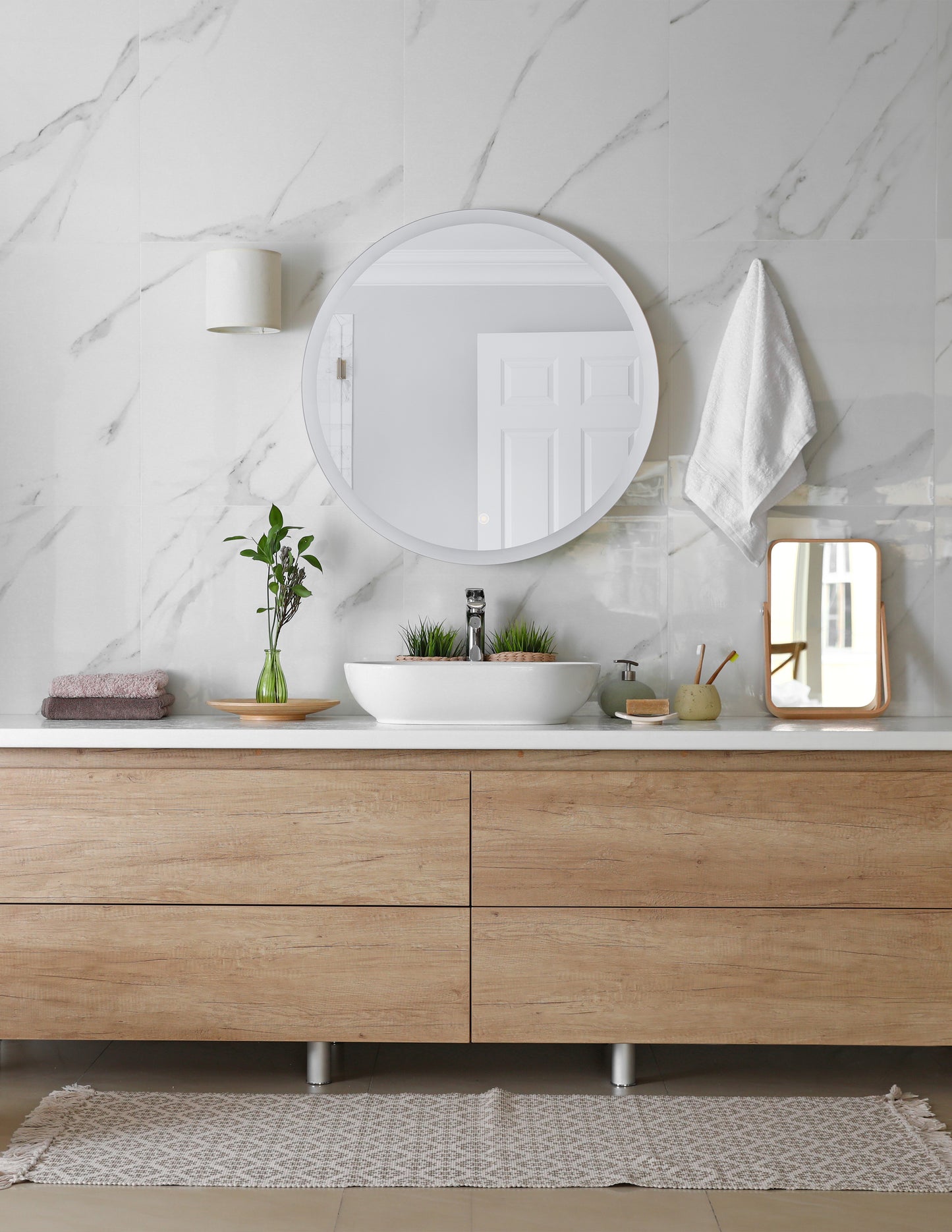 MIR112-W - Frameless,LED Mirror 1 Light 28" Wide Illuminated Mirror - White
