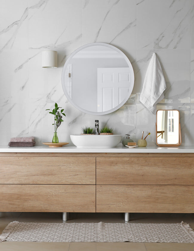 MIR112-W - Frameless,LED Mirror 1 Light 28" Wide Illuminated Mirror - White