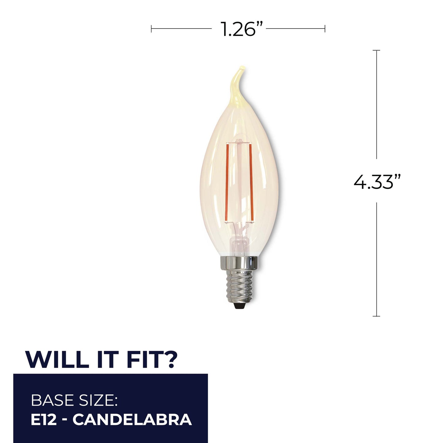 776903 - Dimmable CA10 LED Candelabra Light Bulb - 2.5 Watt - 2100K - 6 Pack
