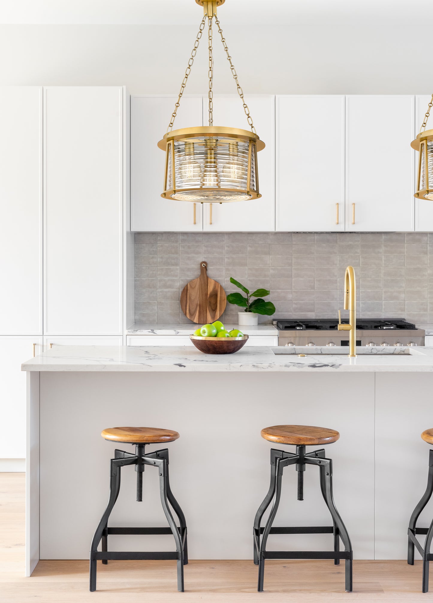7503P18-RB - Cape Harbor 3 Light 18" Pendant - Rubbed Brass