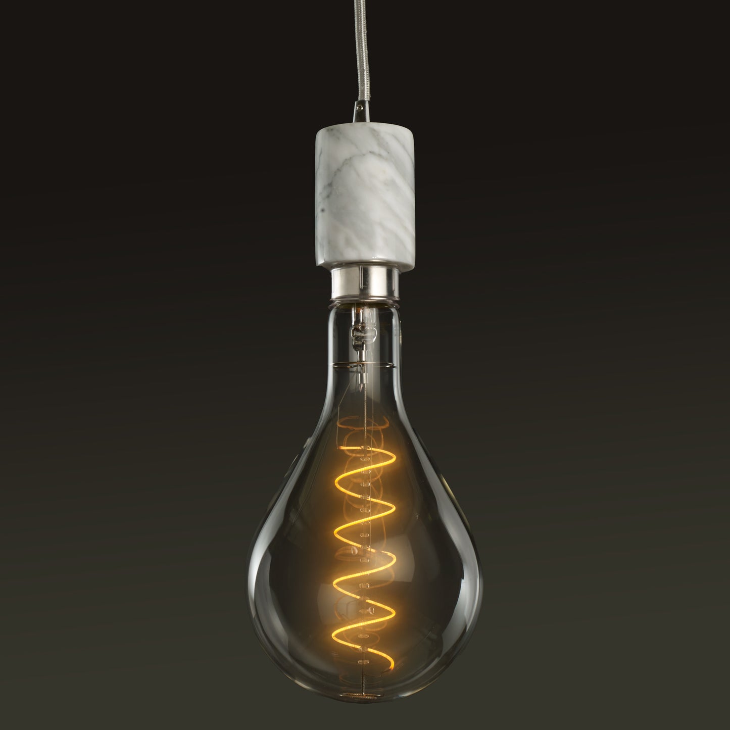 776300 - 4 Watt LED PEAR SHAPED GRAND 2200K FILAMENT W/ WHITE MARBLE PENDANT WITH WHITE STRING
