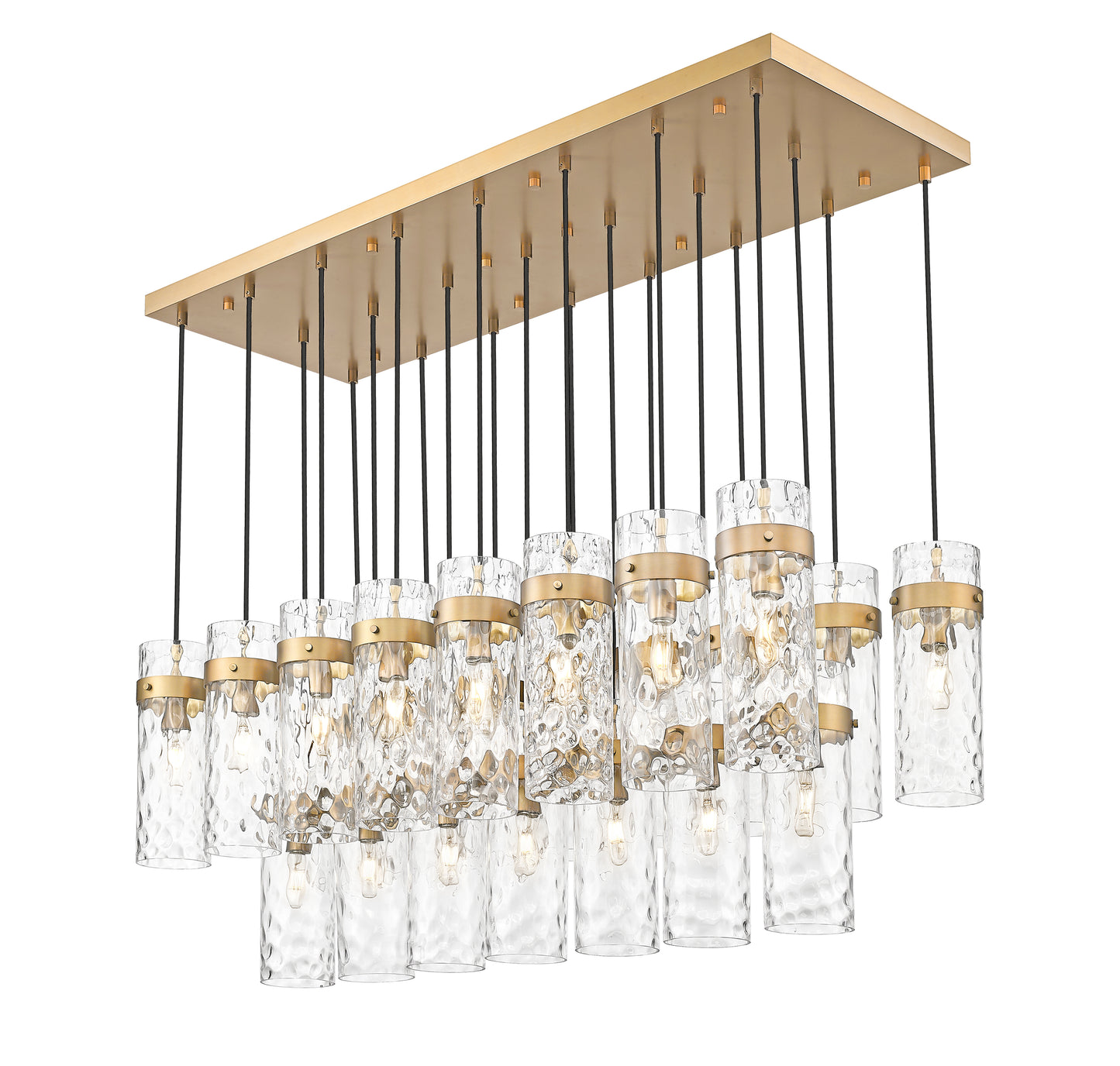 7002P5-23L-RB - Fontaine 23 Light Linear 54" Chandelier - Rubbed Brass