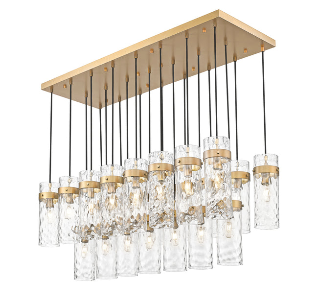 7002P5-23L-RB - Fontaine 23 Light Linear 54" Chandelier - Rubbed Brass