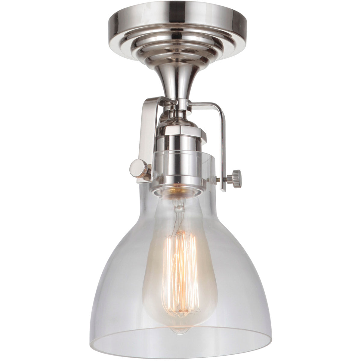 X8317-PLN-C - State House 1 Light 10.75" High Semi Flush Mount - Polished Nickel