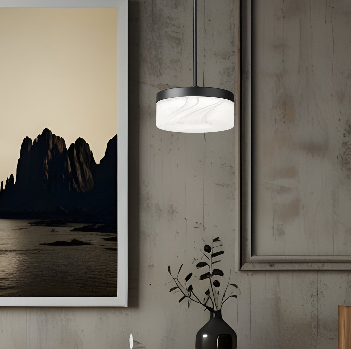 827P9-MB-LED - Renaud 1 Light 9" Pendant - Matte Black