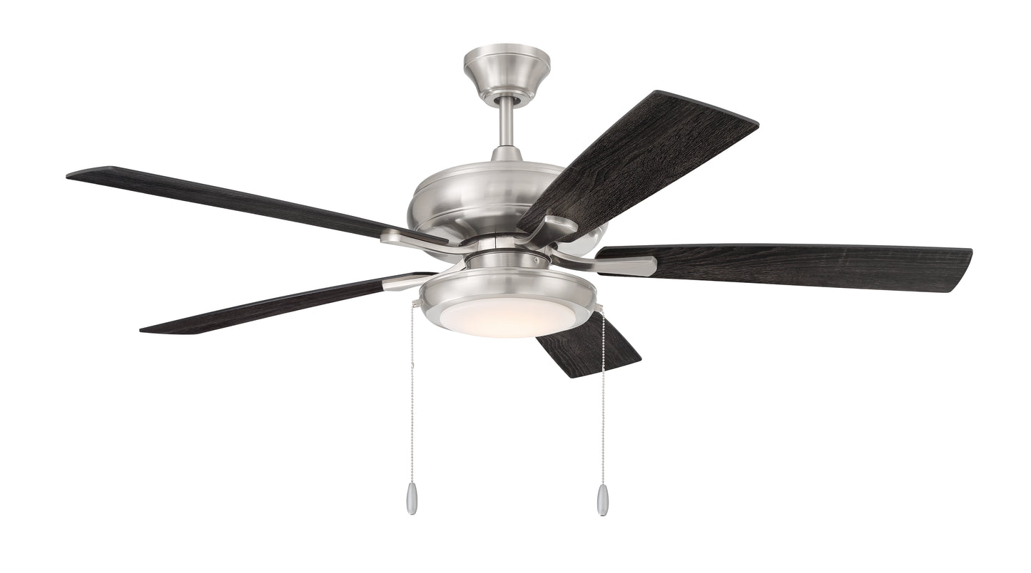 ECF119BNK5-BNGW - EOS Low Profile 1 bulb Frosted White 52" Ceiling Fan 52" 5 Blade Ceiling Fan with Light Kit - Brushed Nickel