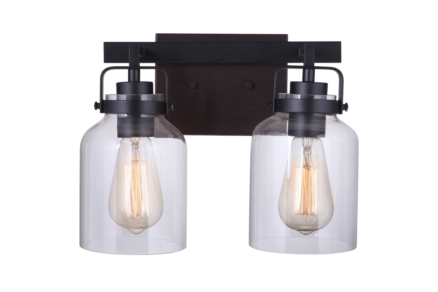 53602-FBDT - Foxwood 2 Light 12.88" Wide Vanity Light - Flat Black / Dark Teak