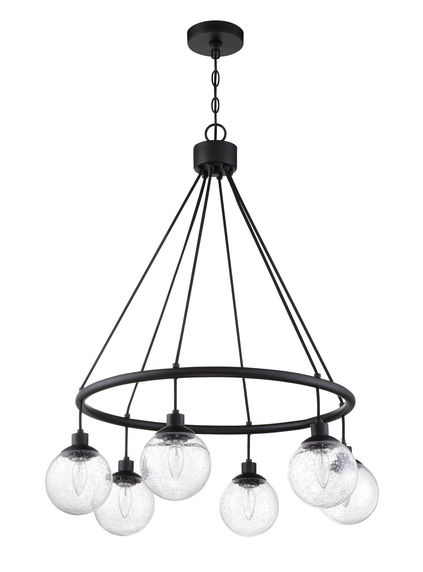 53326-FB - Que 6 Light 28" Wide Chandelier - Flat Black