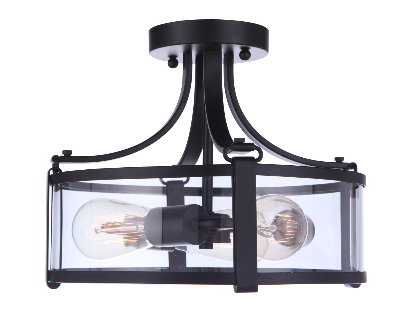 55353-FB - Elliot 3 Light 13" Wide Semi Flush Mount - Flat Black