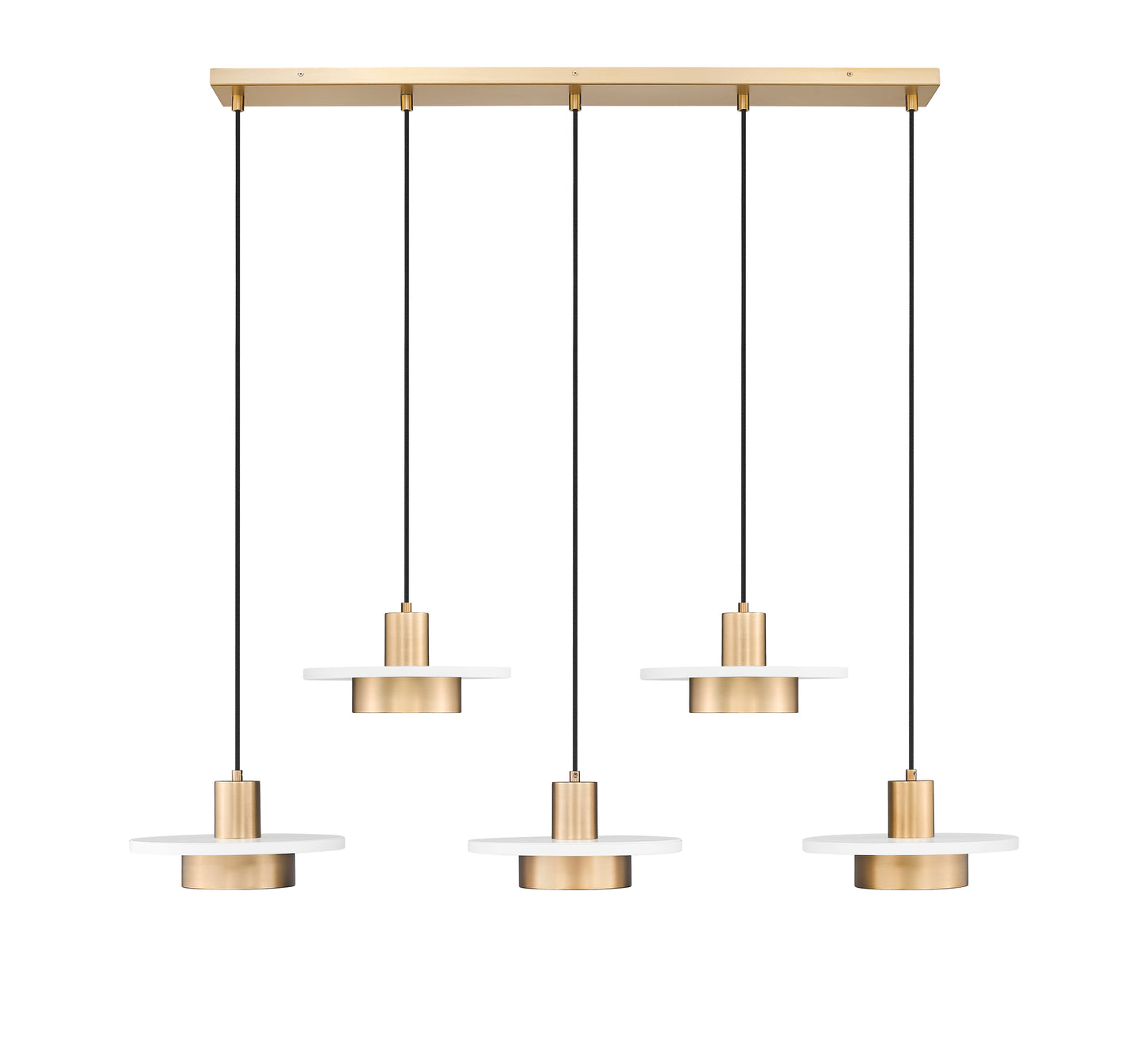 829P12-5L-MW-MGLD-LE - Ludo 5 Light Linear 52" Chandelier - Matte White / Modern Gold