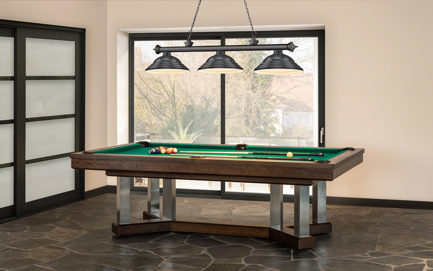 2306-3BP-SBP - Cordon 3 Light 58" Billiard - Bronze Plate
