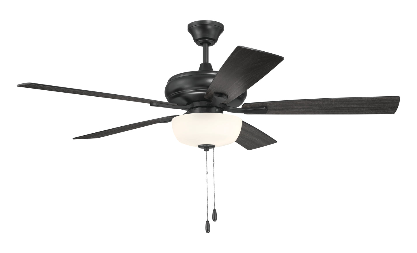 ECF211FB5-FBGW - EOS 2 Light Frosted White Bowl 52" Ceiling Fan 52" 5 Blade Ceiling Fan with Light Kit - Flat Black