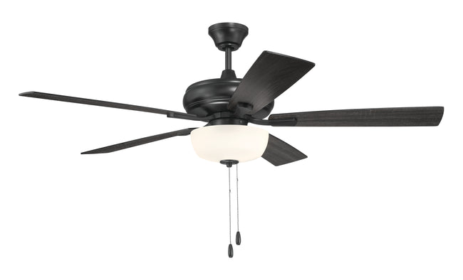 ECF211FB5-FBGW - EOS 2 Light Frosted White Bowl 52" Ceiling Fan 52" 5 Blade Ceiling Fan with Light Kit - Flat Black