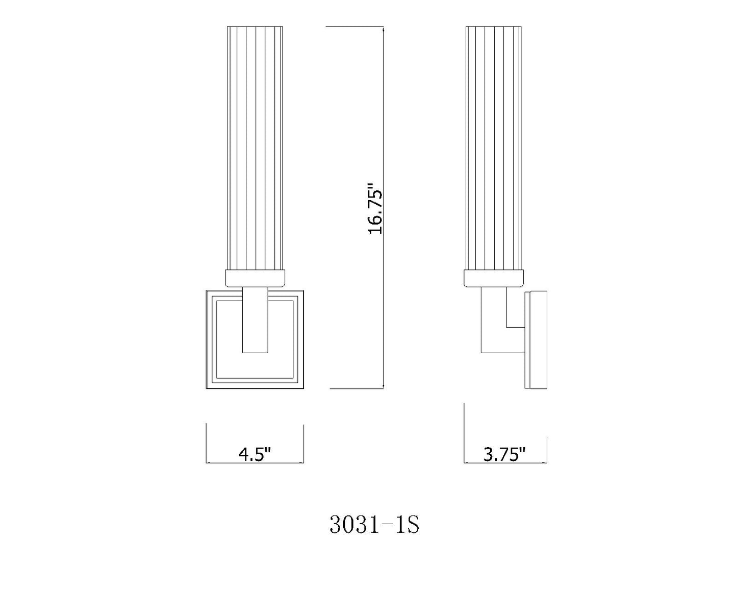 3031-1S-RB - Beau 1 Light Wall 17" Sconce - Rubbed Brass