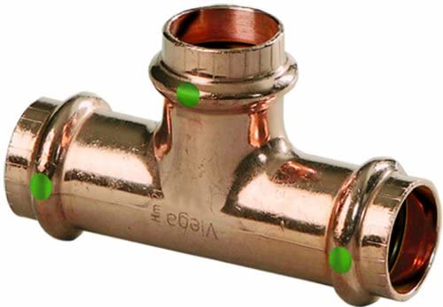 77422 - ProPress Zero Lead Copper Tee with 1" by 3/4" by 3/4" P x P x P
