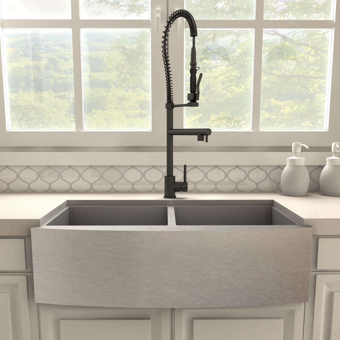 VNG-KF-MB - Van Gogh Pull Down Spring Kitchen Faucet with Pot Filler in Matte Black